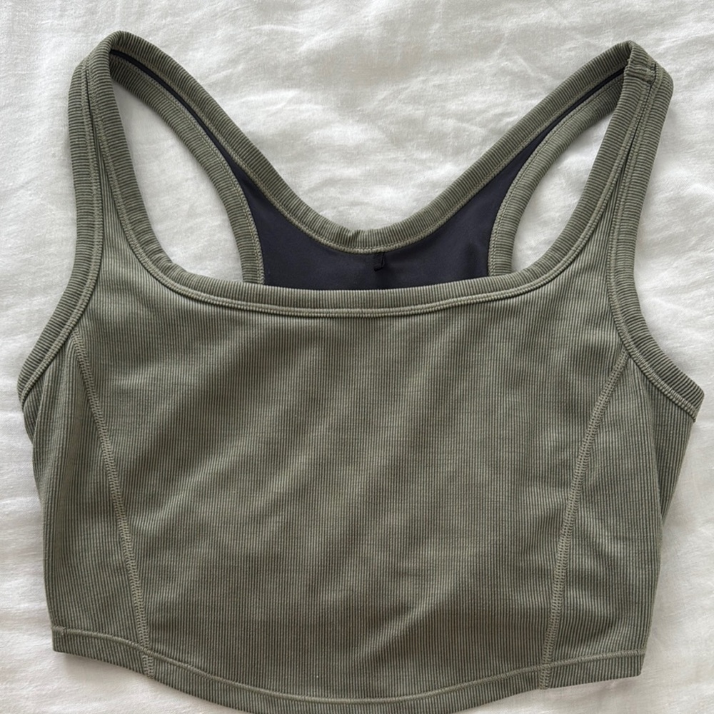 Prana Green Sports Bra Racerback Design